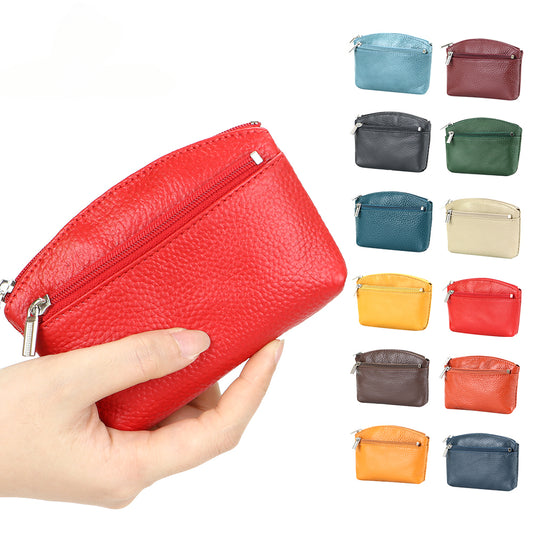 Royal Bagger Genuine Leather Coin Purse, Minimalist Short Wallet, Women's Mini Storage Bag with Keychain 1678