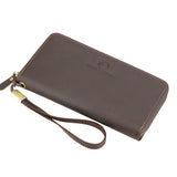 Royal Bagger Vintage Long Wallet for Men, Genuine Leather Zipper Clutch Purse, Portable Wristlet Card Holder 1833